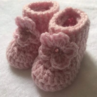 pink baby booties